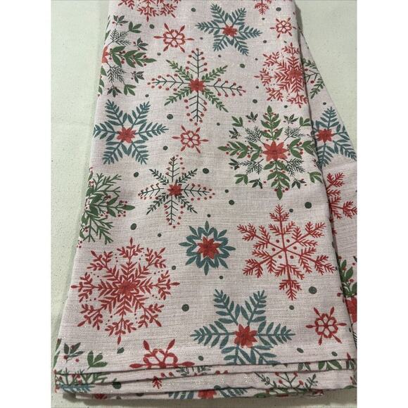 Rachel Zoe Pink & Gold‎ Snowflake Tablecloth 60x84 Oblong Holiday Christmas New - Picture 3 of 4